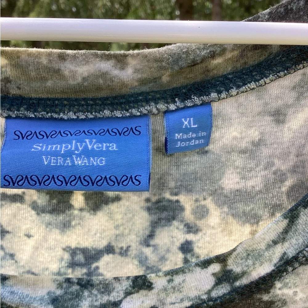 Simply Vera Vera Wang cream, green and black Sleeveless Tank Top - Picture 4 of 10